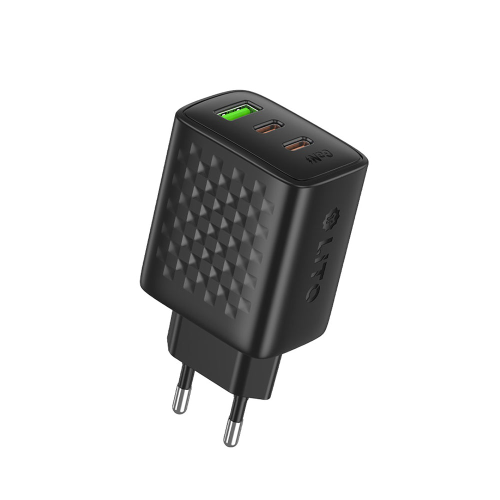 Ładowarka sieciowa Lito LC25, 65W, 3.25A, 1 x USB-A - 2 x USB-C, Czarny