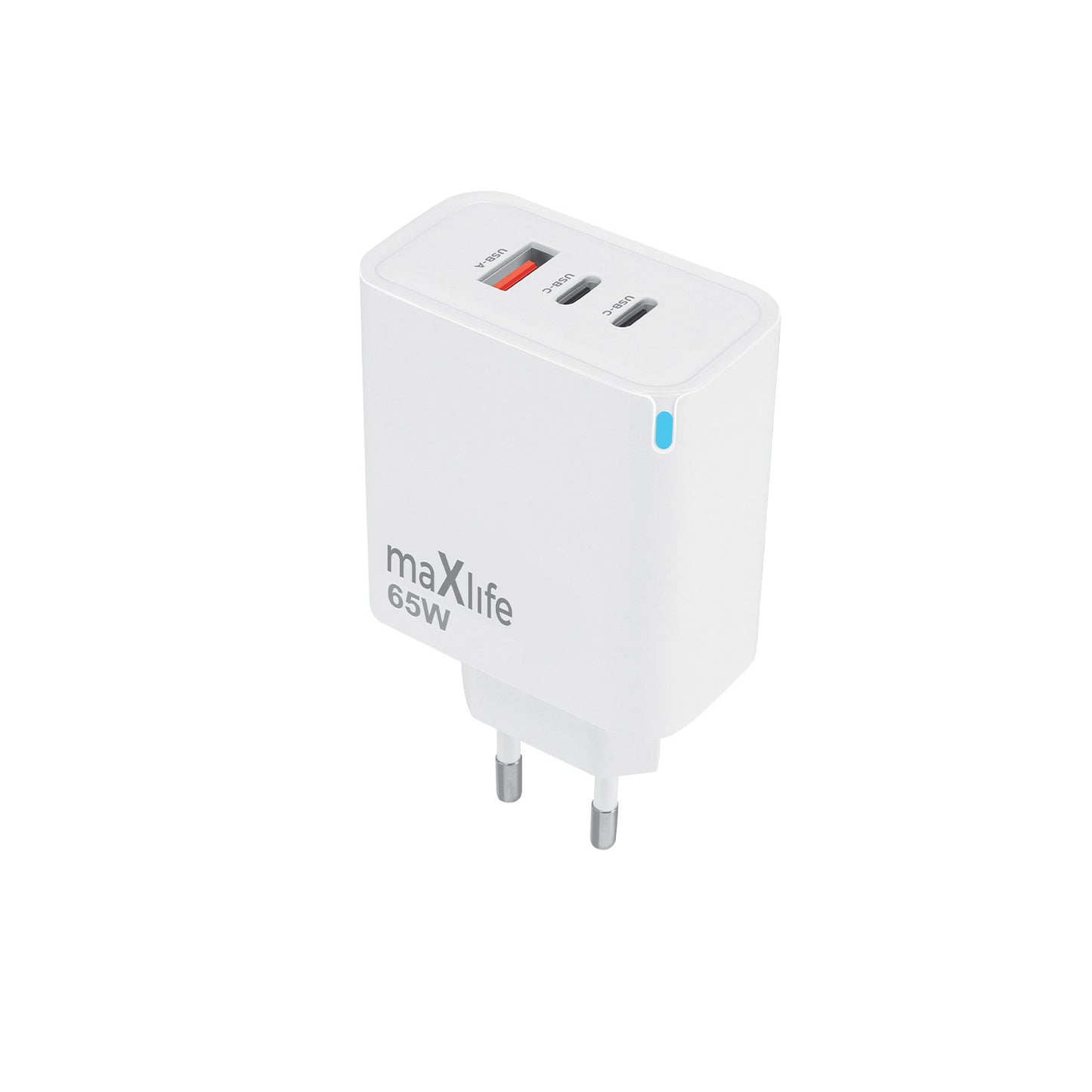 Ładowarka sieciowa MaXlife MXTC-09-65ACC, 65W, 3.25A, 1 x USB-A - 2 x USB-C, Biała