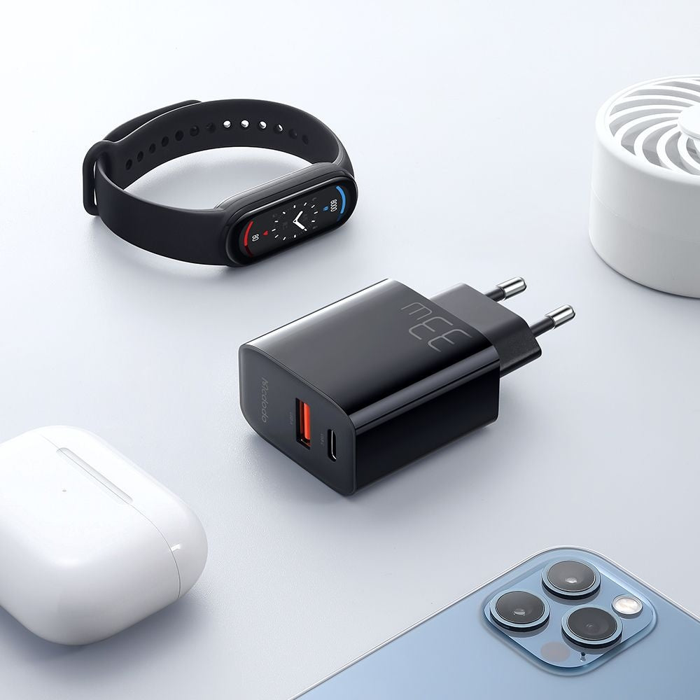Ładowarka sieciowa McDodo CH-0921, 33W, 3A, 1 x USB-A - 1 x USB-C, Czarny