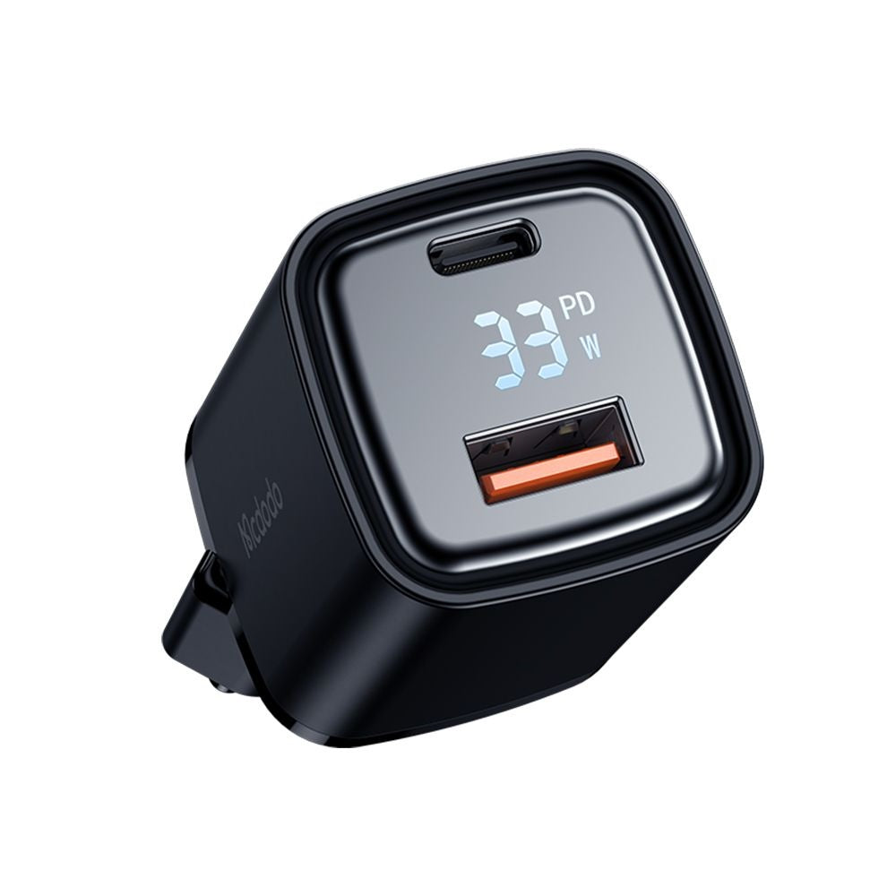Ładowarka sieciowa McDodo CH-1701 Graphite Display, 33W, 3A, 1 x USB-A - 1 x USB-C, Czarny