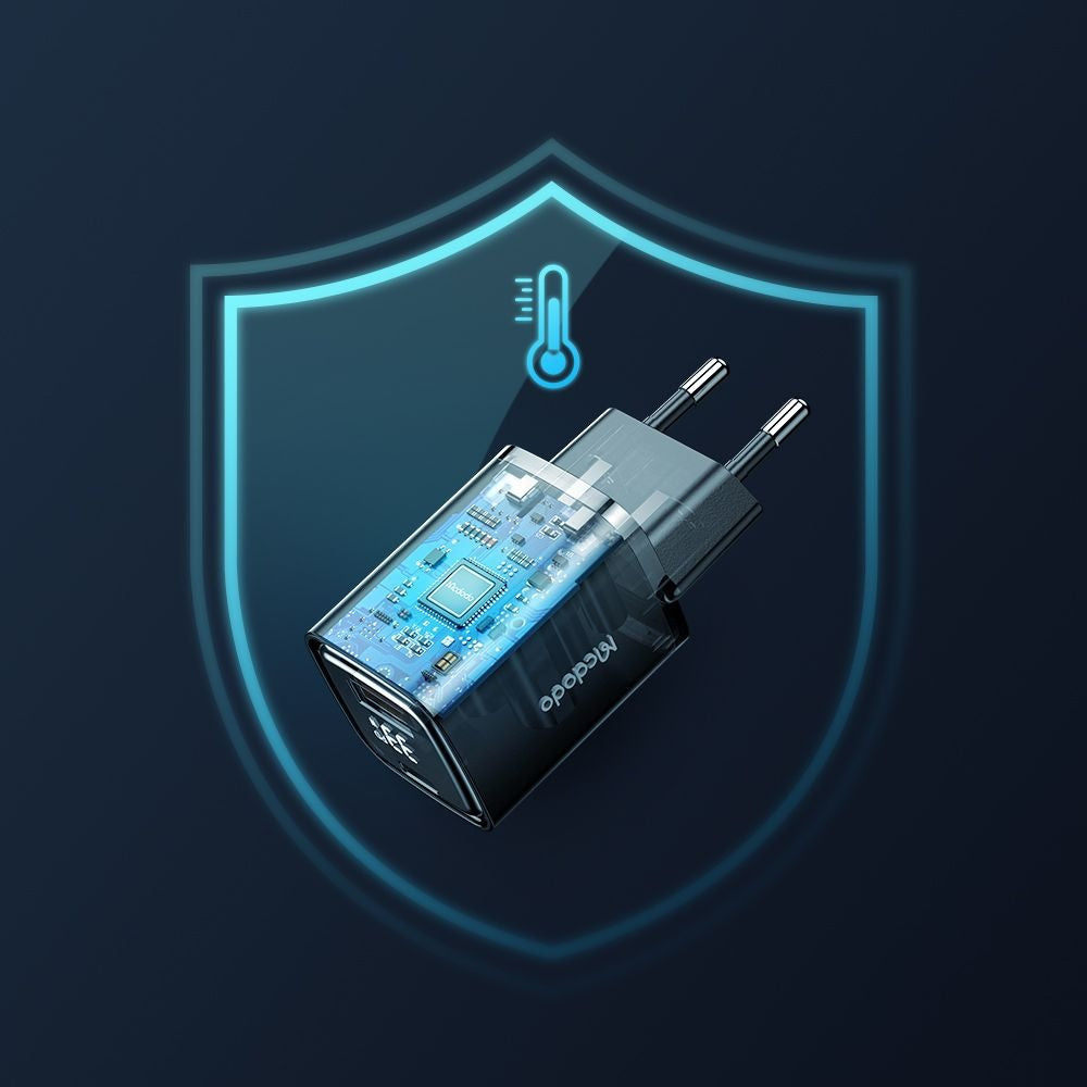 Ładowarka sieciowa McDodo CH-1701 Graphite Display, 33W, 3A, 1 x USB-A - 1 x USB-C, Czarny