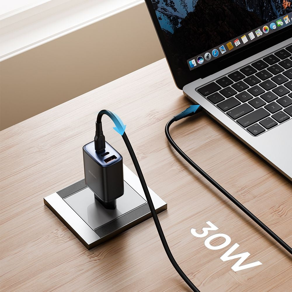 Ładowarka sieciowa McDodo CH-2180 Display, 30W, 3A, 1 x USB-A - 2 x USB-C, Czarny