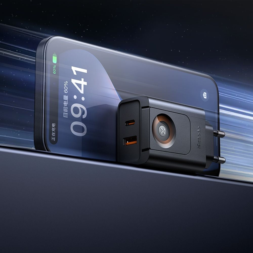 Ładowarka sieciowa McDodo CH-3700 Companion, 30W, 3A, 1 x USB-A - 1 x USB-C, Czarny