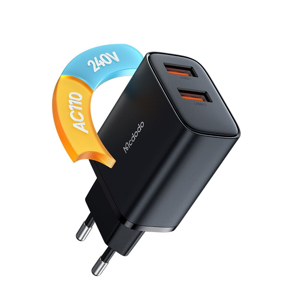 Ładowarka sieciowa McDodo CH-5070 Beryllium, 12W, 2.4A, 2 x USB-A, Czarny