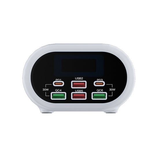 Ładowarka sieciowa Relife RL-309U, 72W, 5A, 2 x USB-C - 4 x USB-A, srebrna