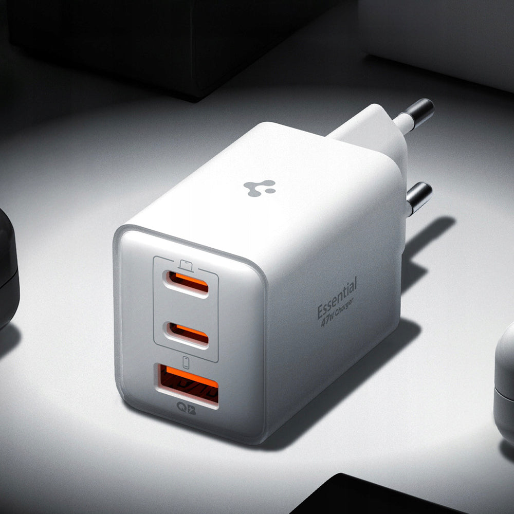 Ładowarka sieciowa Spigen EE473EU Essential, 47W, 3A, 1 x USB-A - 2 x USB-C, Biała ACH09464