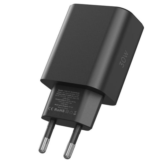 Network Charger Tech-Protect NC30W, 30W, 3A, 1 x USB-A - 2 x USB-C, Black