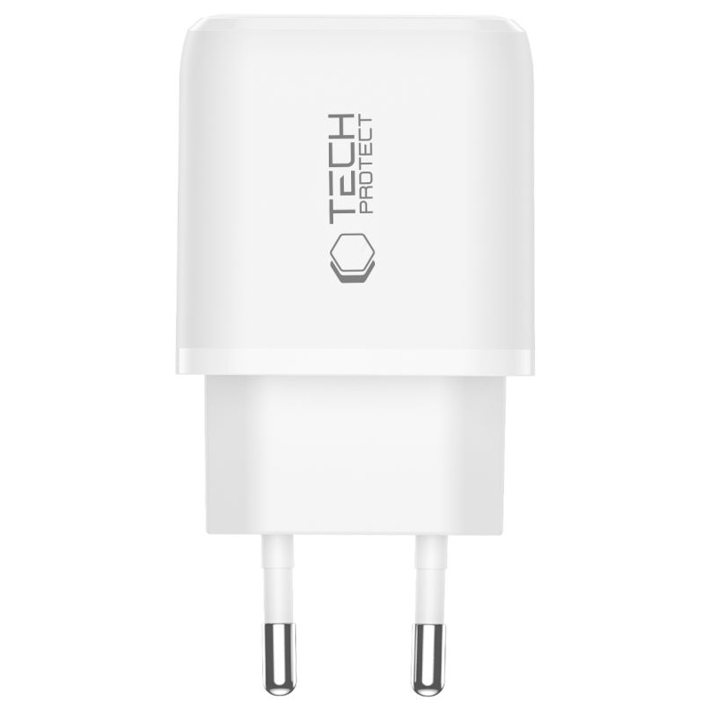 Tech-Protect NCA45W Network Charger, 45W, 3A, 1 x USB-A - 1 x USB-C, White