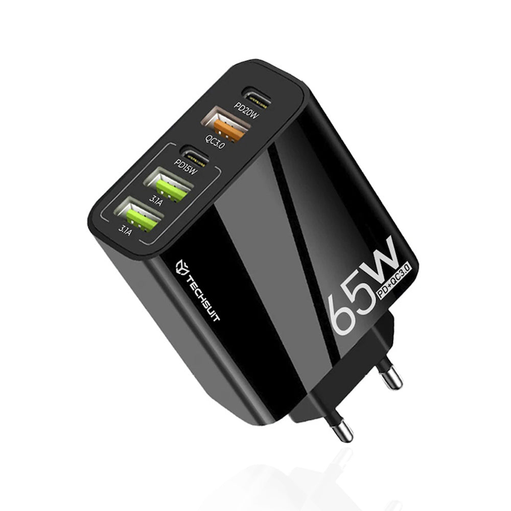Ładowarka sieciowa Techsuit CHC2 PentaXPower, 20W, 3A, 3 x USB-A - 2 x USB-C, Czarny