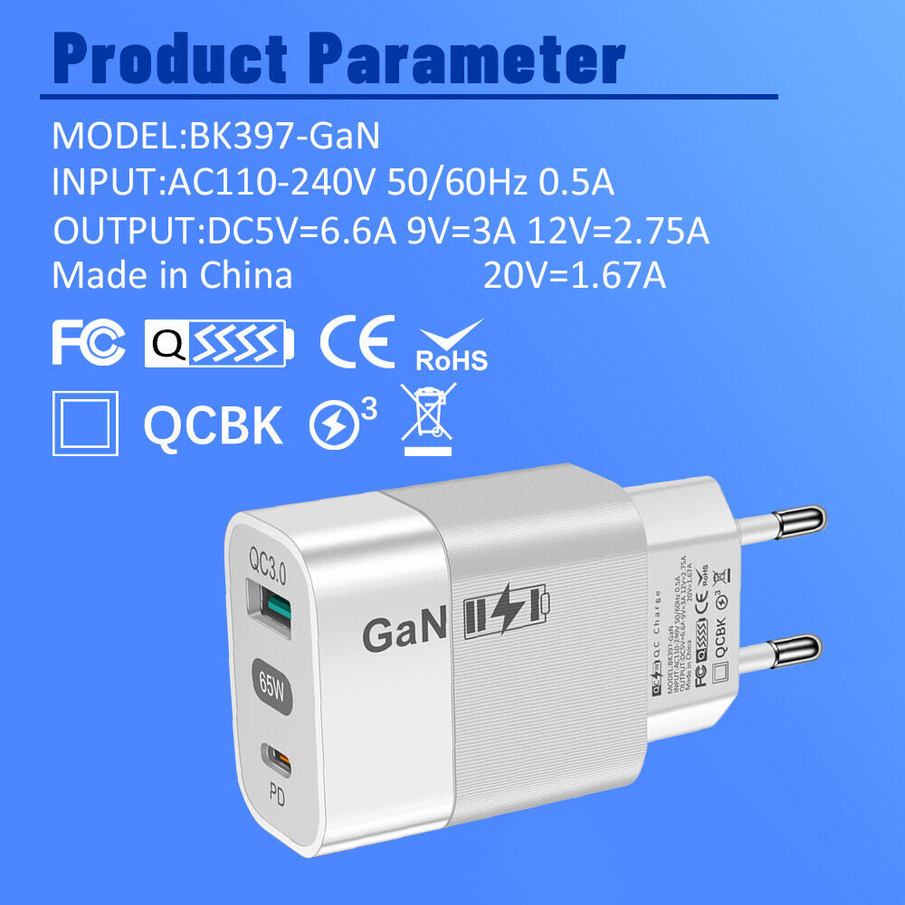 Ładowarka sieciowa Techsuit CHPD131, 65W, 3.25A, 1 x USB-A - 1 x USB-C, Biała