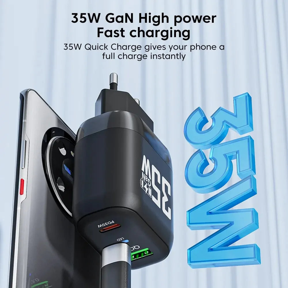 Ładowarka sieciowa Techsuit CHPD174, 35W, 3A, 1 x USB-A - 1 x USB-C, Biała