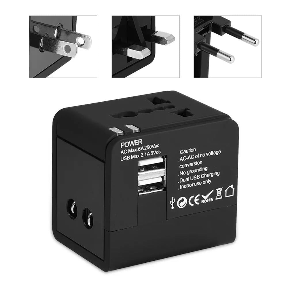 Ładowarka sieciowa Techsuit HHt148 Travel, 10W, 2A, 2 x USB-A, Czarny