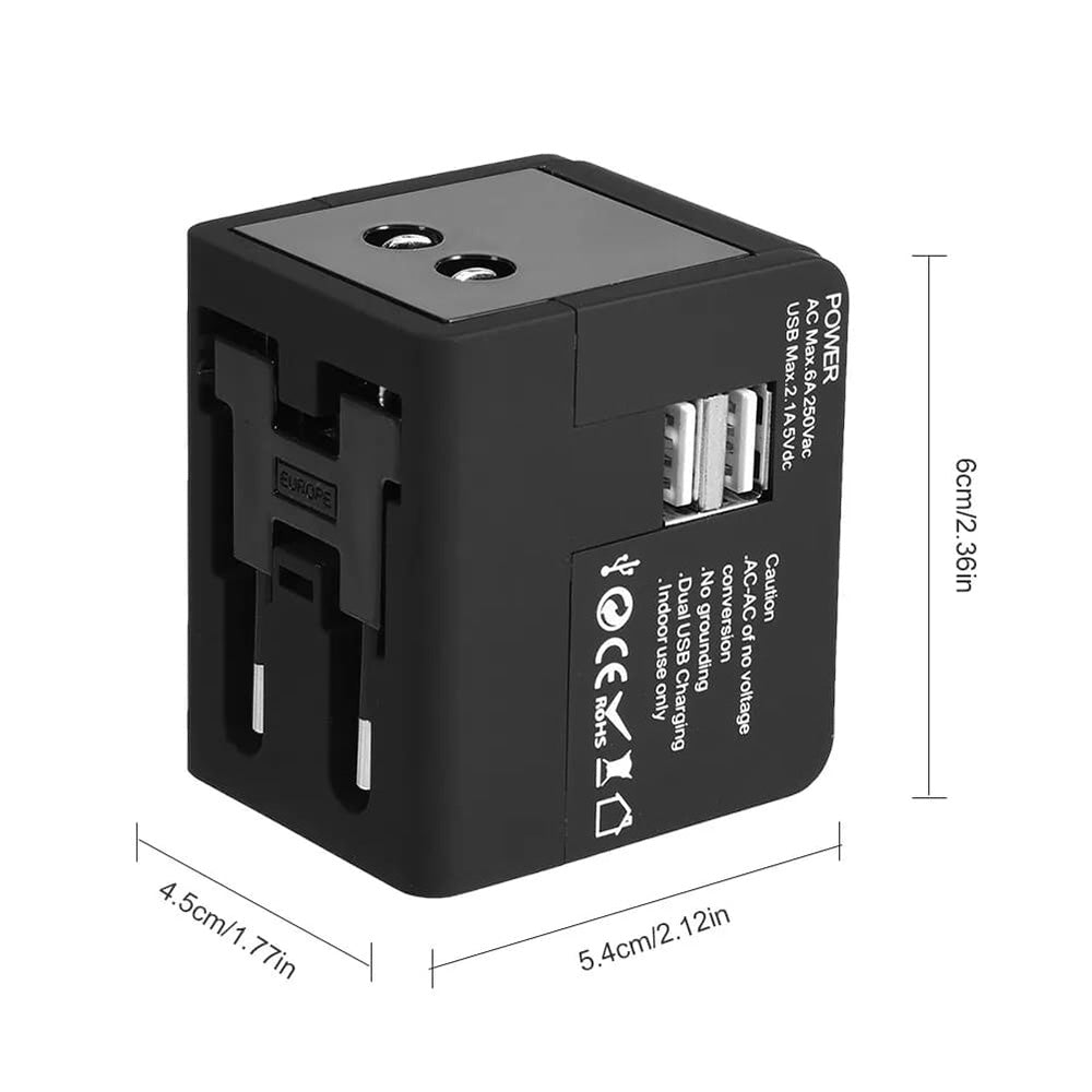 Ładowarka sieciowa Techsuit HHt148 Travel, 10W, 2A, 2 x USB-A, Czarny