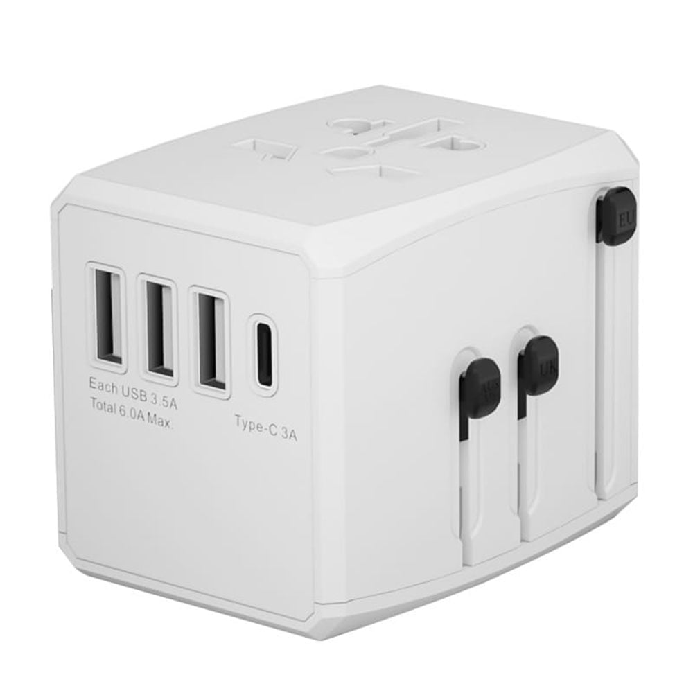 Ładowarka sieciowa Techsuit HHT904-B3 Travel, 30W, 3A, 3 x USB-A - 1 x USB-C, Biała