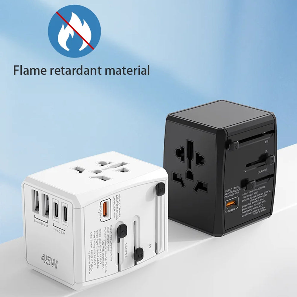 Ładowarka sieciowa Techsuit HHT905 Travel, 45W, 3A, 2 x USB-A - 2 x USB-C, Czarny