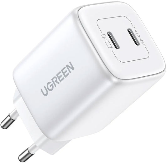 Ładowarka sieciowa UGREEN CD294, 45W, 3A, 2 x USB-C, Biała