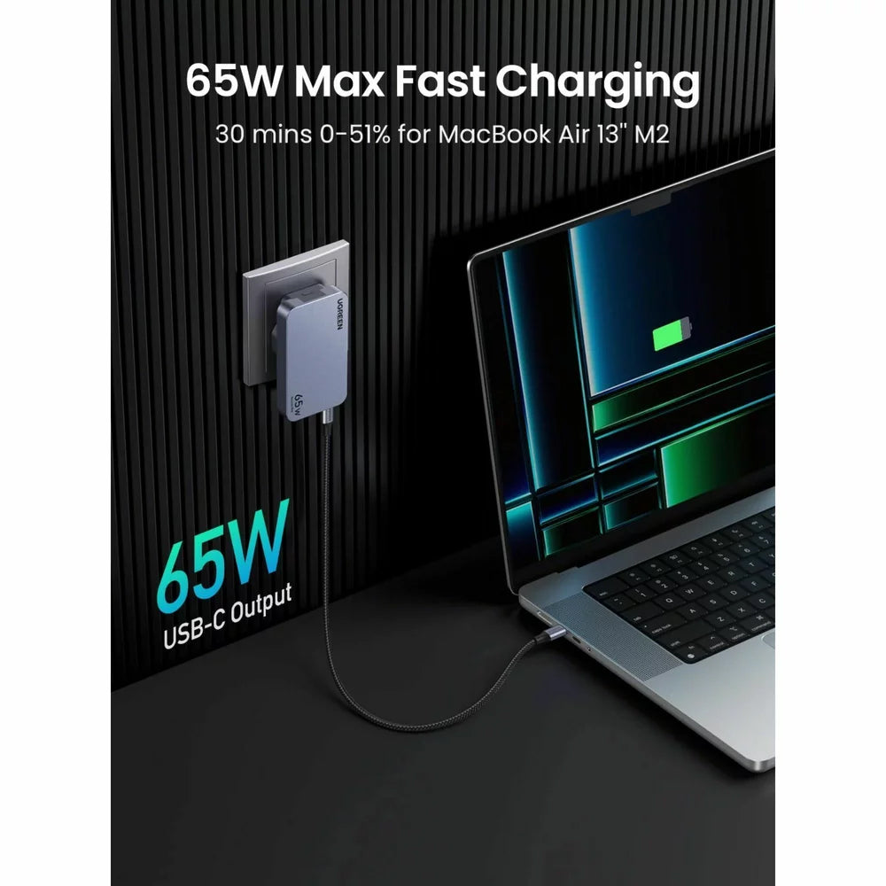 Ładowarka sieciowa UGREEN X753 Nexode Pro, 65W, 3A, 1 x USB-A - 2 x USB-C, szara