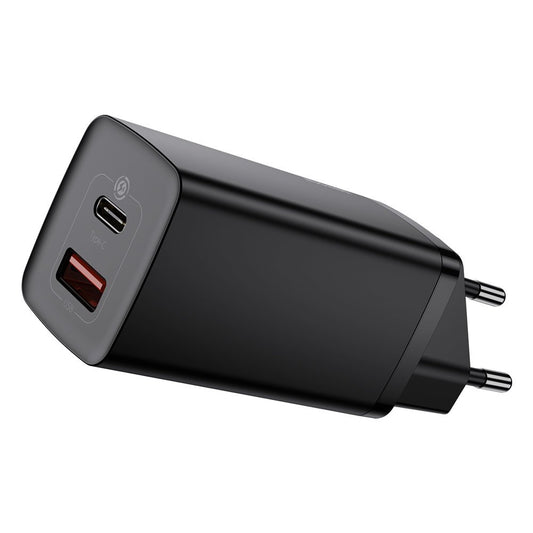 Ładowarka sieciowa Baseus GaN2 Lite, 65W, 3A, 1 x USB-A - 1 x USB-C, czarna CCGAN2L-B01