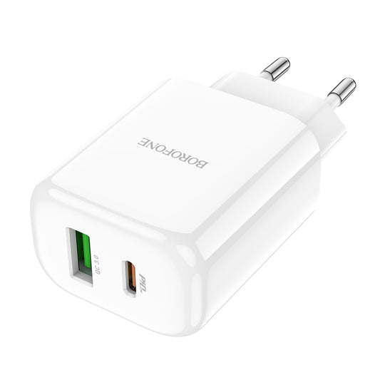 Ładowarka sieciowa Borofone BBN4 Potential, 20W, 3A, 1 x USB-A - 1 x USB-C, Biała