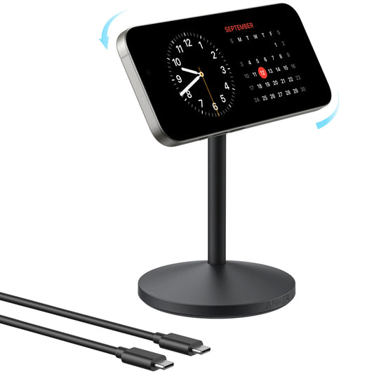Ładowarka Sieciowa Bezprzewodowa Anker MagGo Stand, 15W, 1.67A, Czarny A25X1H11