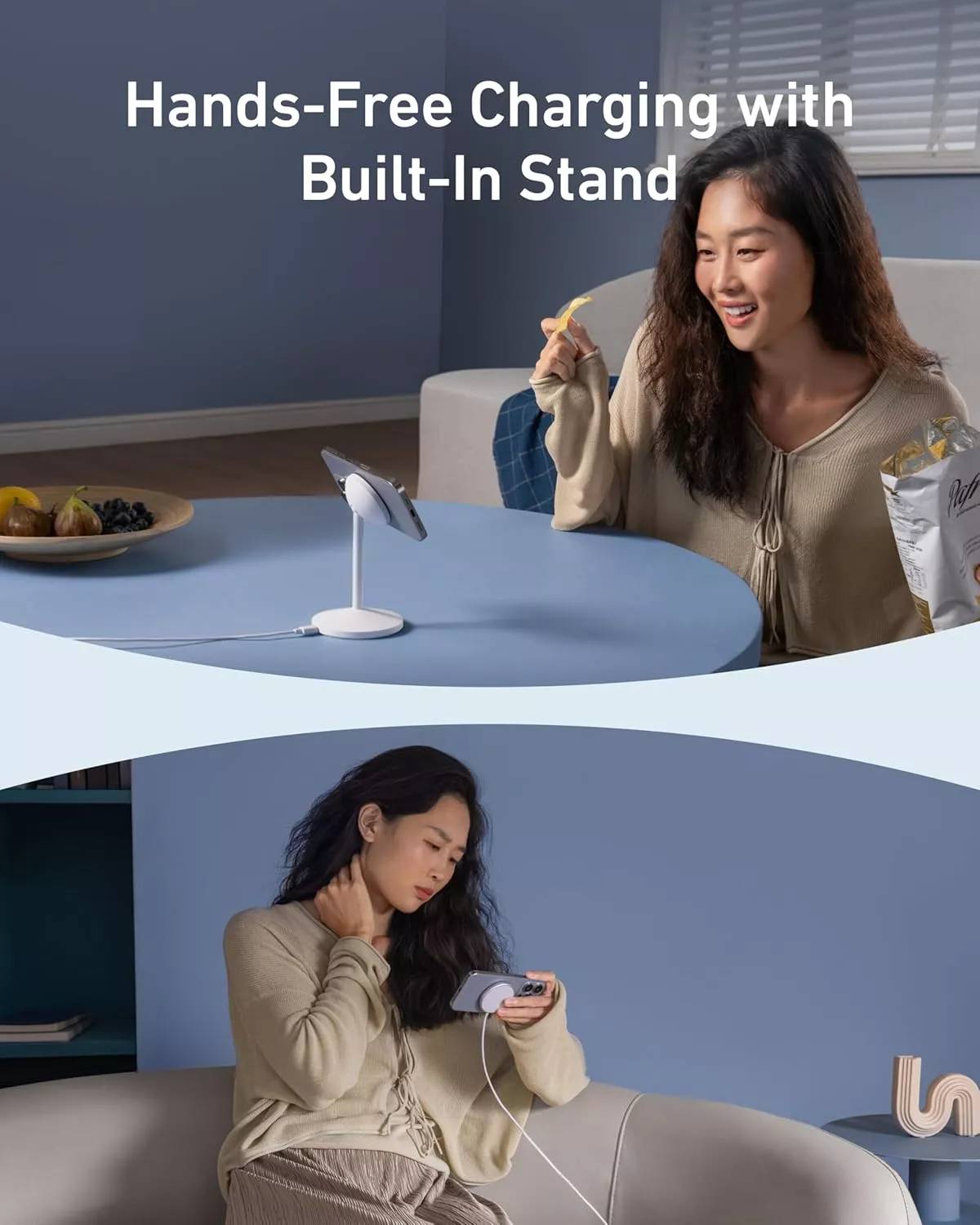 Anker MagGo Stand Wireless Network Charger, 15W, 1.67A, White A25X1H21