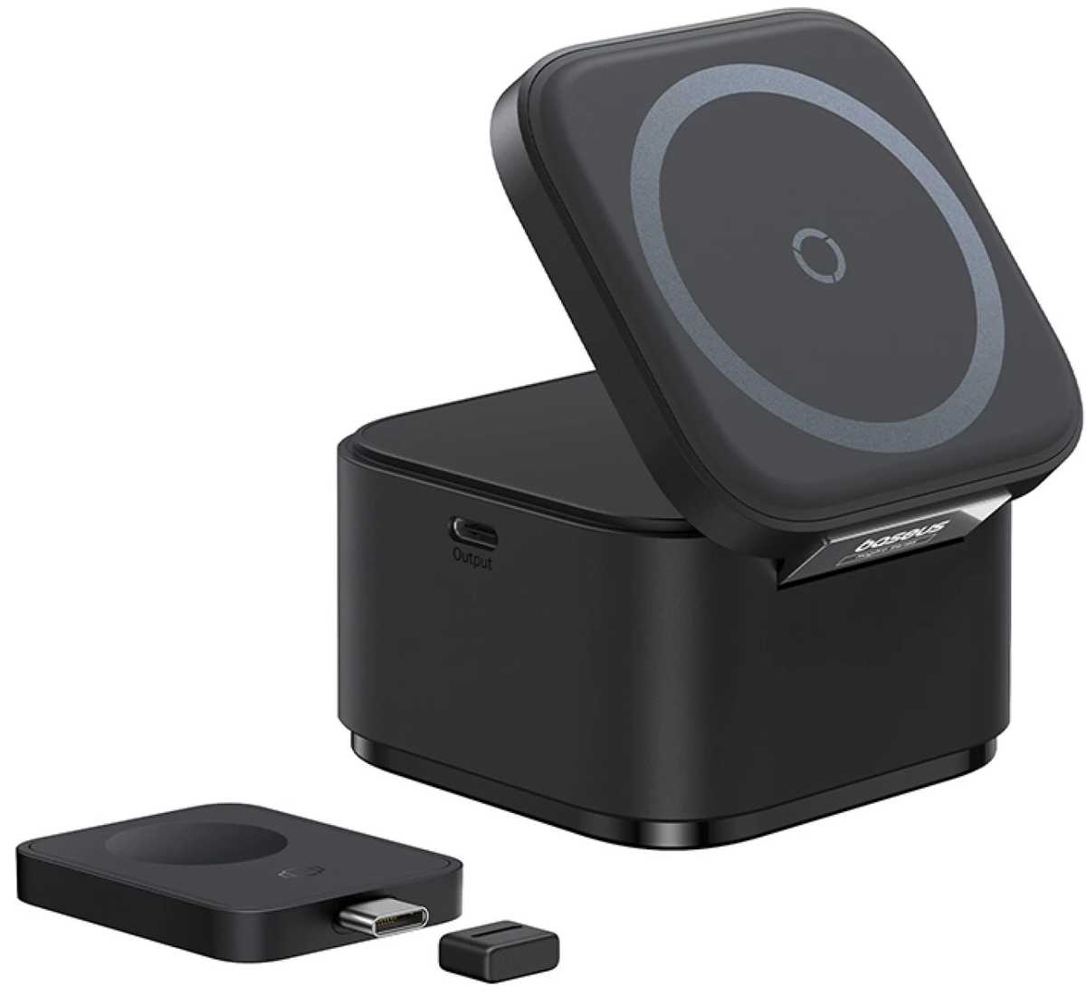 Ładowarka sieciowa bezprzewodowa USB-C Baseus MagPro 3 w 1, 25 W, 1 × USB-C, czarna P10264100123-01