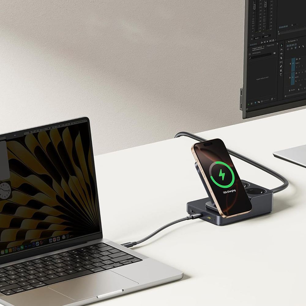 Ładowarka Stacja Baseus Nomos ND11 QI 6w1, 67W, 3.35A, 1 x USB-A - 2 x USB-C - 2 x Schuko, Czarny P80015804213-00