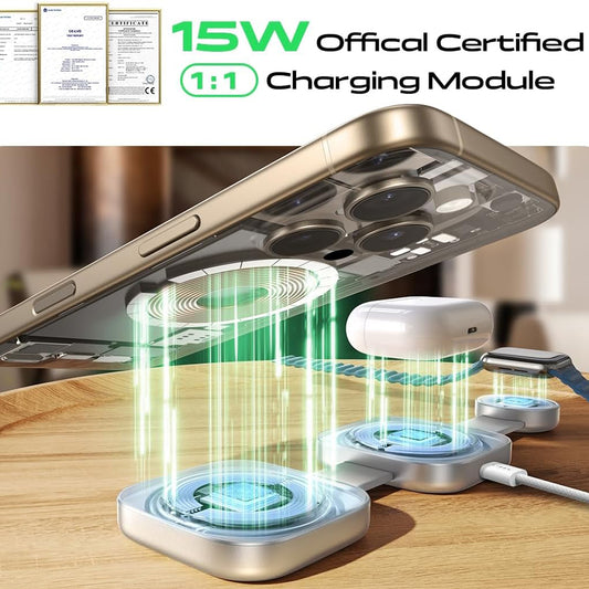 Ładowarka Sieciowa Bezprzewodowa Lisen 3w1, 15W, 1.67A, Szara YL0424040001