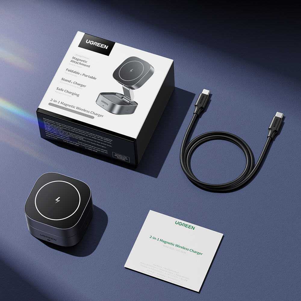 Ładowarka Sieciowa Bezprzewodowa UGREEN W526 3w1, 20W, 1.67A, 1 x USB-C, Czarny
