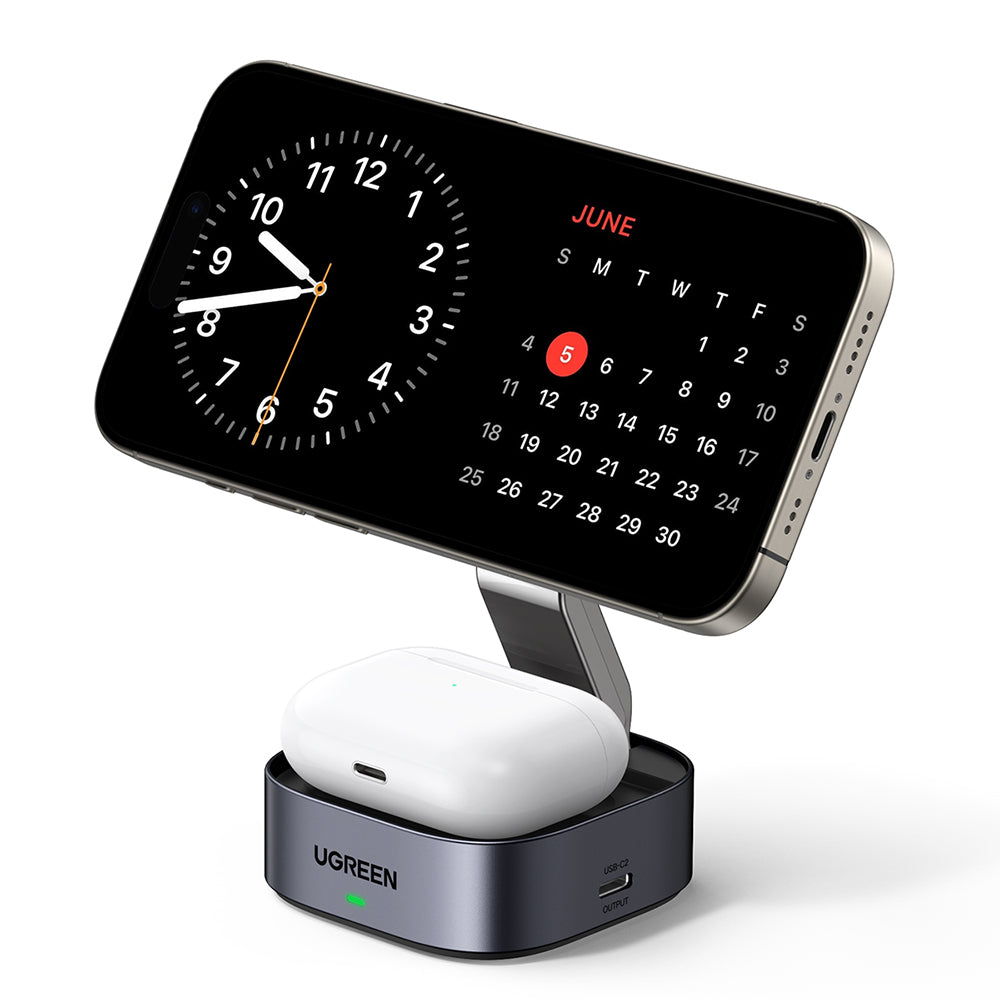 Ładowarka Sieciowa Bezprzewodowa UGREEN W526 3w1, 20W, 1.67A, 1 x USB-C, Czarny