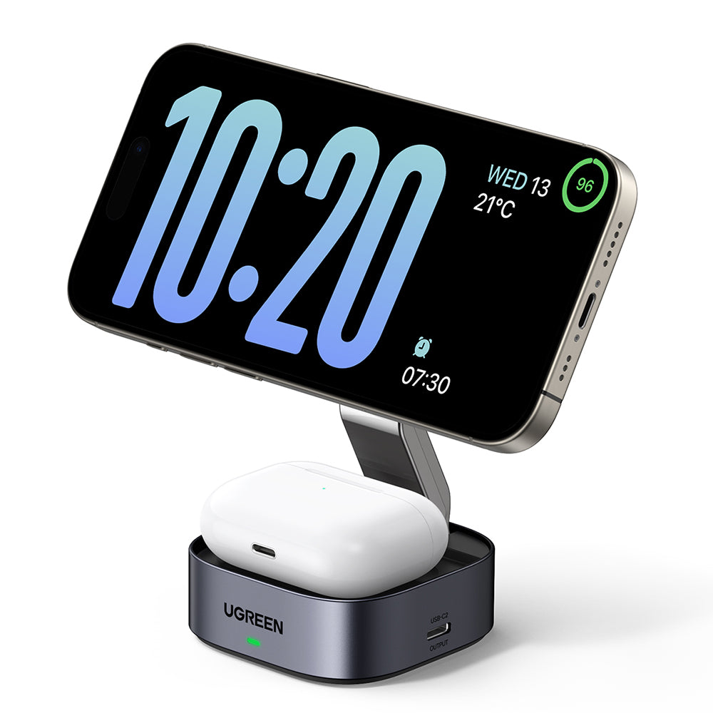 Ładowarka Sieciowa Bezprzewodowa UGREEN W526 3w1, 20W, 1.67A, 1 x USB-C, Czarny