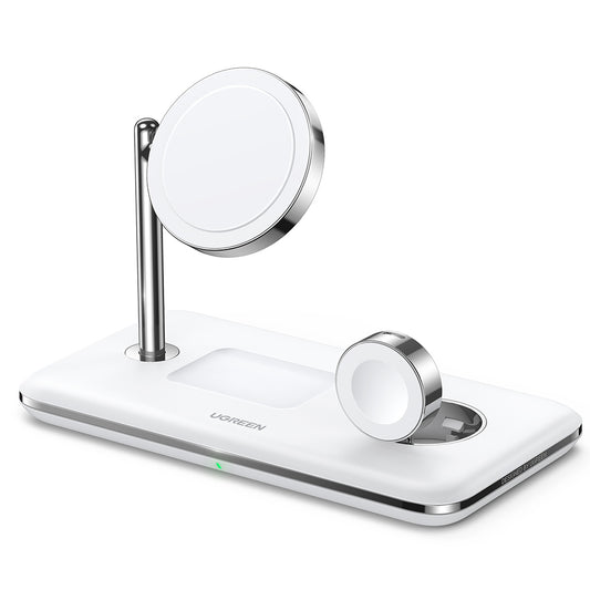 Ładowarka Sieciowa Bezprzewodowa UGREEN CD278 3w1, 25W, 1.67A, Biała