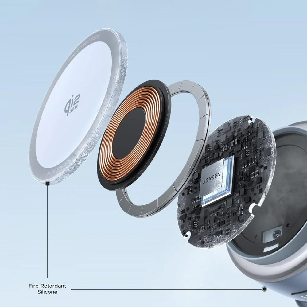 Ładowarka sieciowa bezprzewodowa UGREEN W713 2w1, 25W, Niebieska