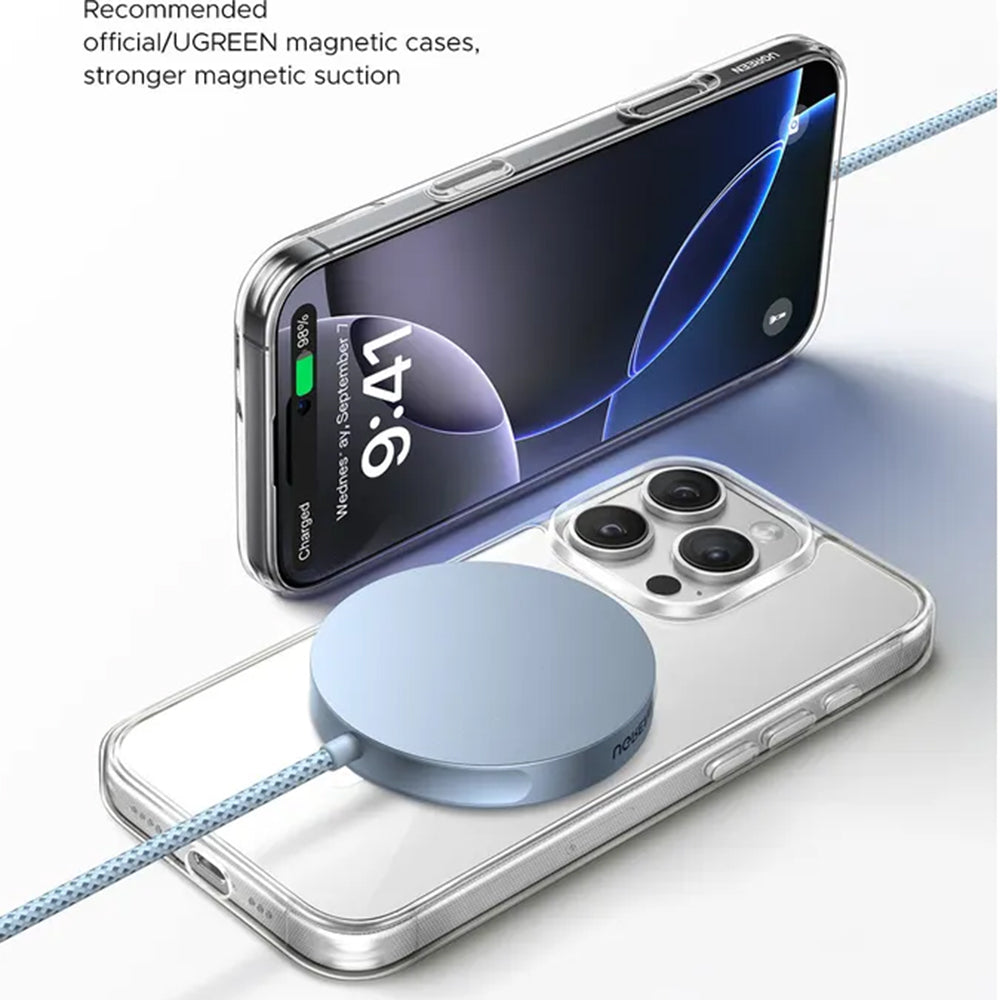 Ładowarka Sieciowa Bezprzewodowa UGREEN MagFlow, 25W, Niebieska