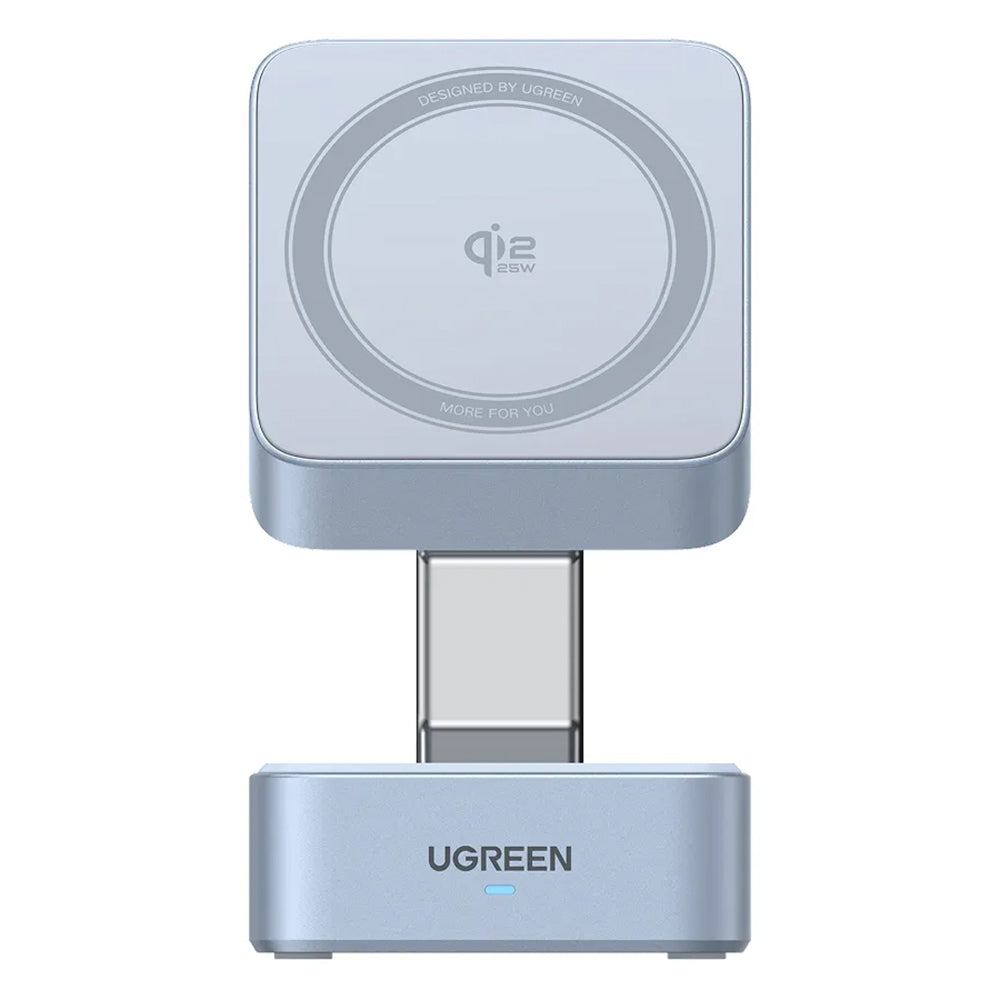 Ładowarka sieciowa bezprzewodowa UGREEN W752 2w1, 35W, 3A, 1 x USB-C, Niebieska