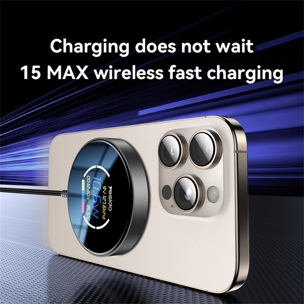Ładowarka Sieciowa Bezprzewodowa Yesido DS28 Display, 15W, 1.67A, Czarny