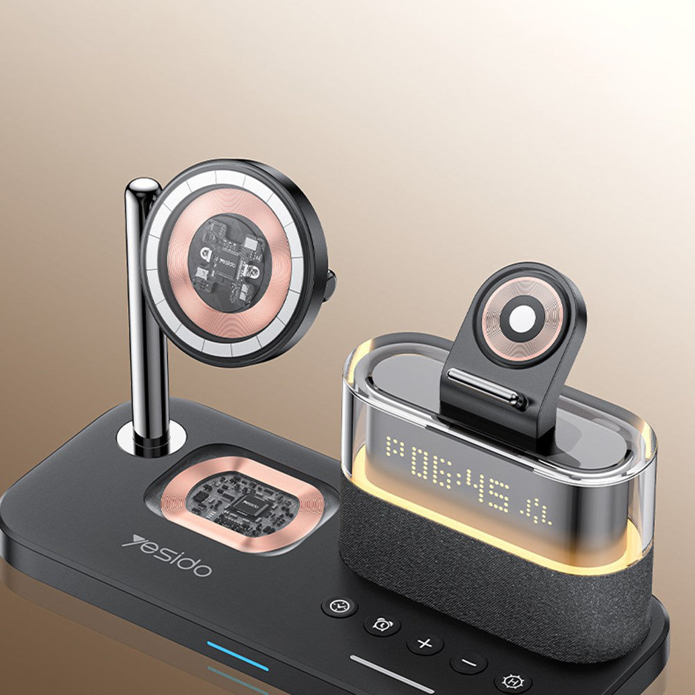 Ładowarka Sieciowa Bezprzewodowa Yesido DS37 Display 3w1, 25W, 1.67A, Czarny