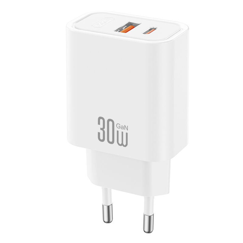 Ładowarka sieciowa XO Design CE42, 30W, 3A, 1 x USB-A - 1 x USB-C, Biała