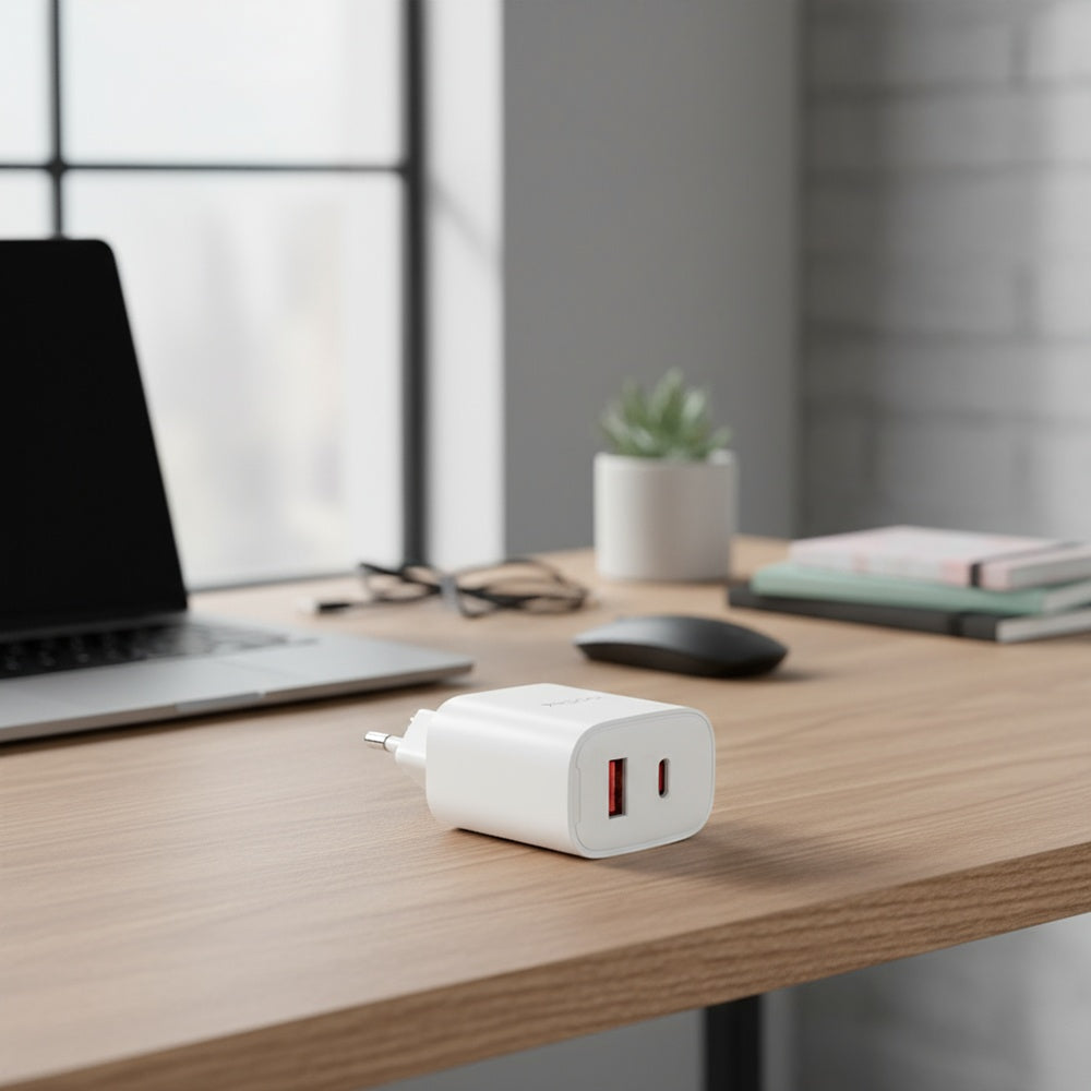Ładowarka sieciowa Yesido YC02E, 20W, 3A, 1 x USB-A - 1 x USB-C, Biała