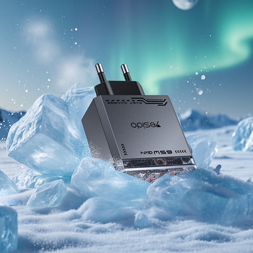 Ładowarka sieciowa Yesido YC101, 65W, 3.25A, 1 x USB-A - 2 x USB-C, Czarny