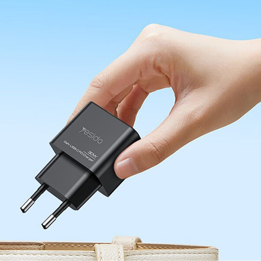 Ładowarka sieciowa Yesido YC64, 30W, 3A, 1 x USB-A - 1 x USB-C, Czarny