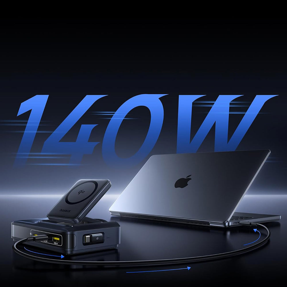 Ładowarka stacja Baseus Nomos NH21 QI 5w1, 160W, 5A, 1 x USB-A - 2 x USB-C, czarna E0121700