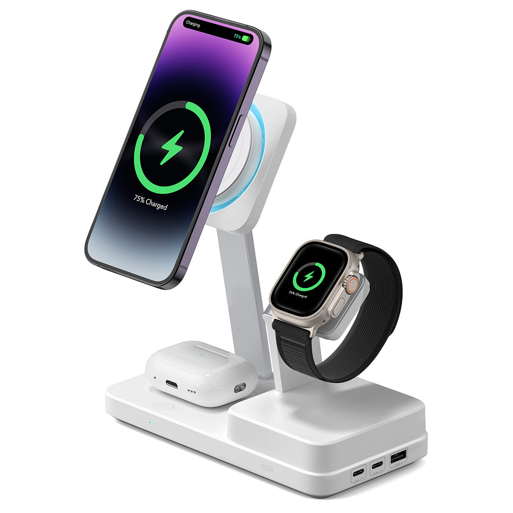 Ładowarka Stacja ESR CryoBoost QI 6w1, 100W, 2 x USB-A - 1 x USB-C, Biała