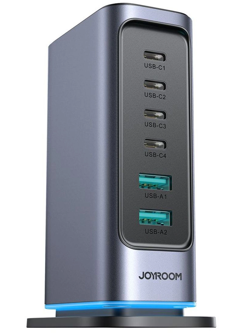 Ładowarka stacja Joyroom JR-TCM02 UK, 65W, 3.25A, 2 x USB-A - 4 x USB-C, Szary