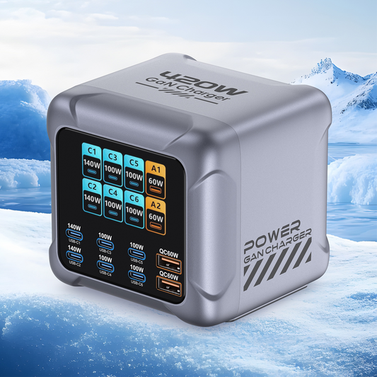 Ładowarka Stacja OEM BK-126D, 140W, 5A, 2 x USB-A - 6 x USB-C, Szara
