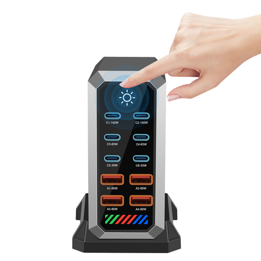 Ładowarka Stacja OEM HW18, 660W, 5A, 4 x USB-A - 6 x USB-C, Czarny