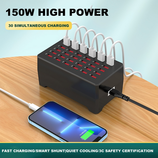 Ładowarka Stacja OEM WT-268, 150W, 2.4A, 30 x USB-A, Czarny