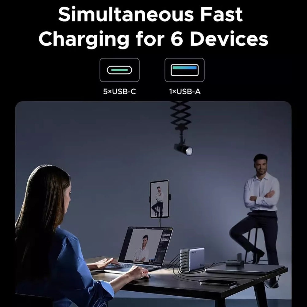 Ładowarka Stacja UGREEN Nexode X759, 500W, 5A, 1 x USB-A - 5 x USB-C, Szara