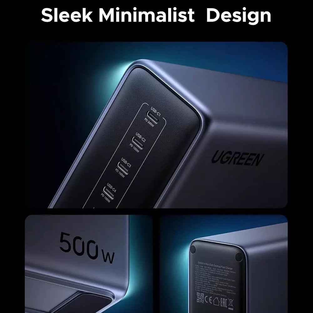 Ładowarka Stacja UGREEN Nexode X759 (55550B), 500W, 5A, 1 x USB-A - 5 x USB-C, Szary