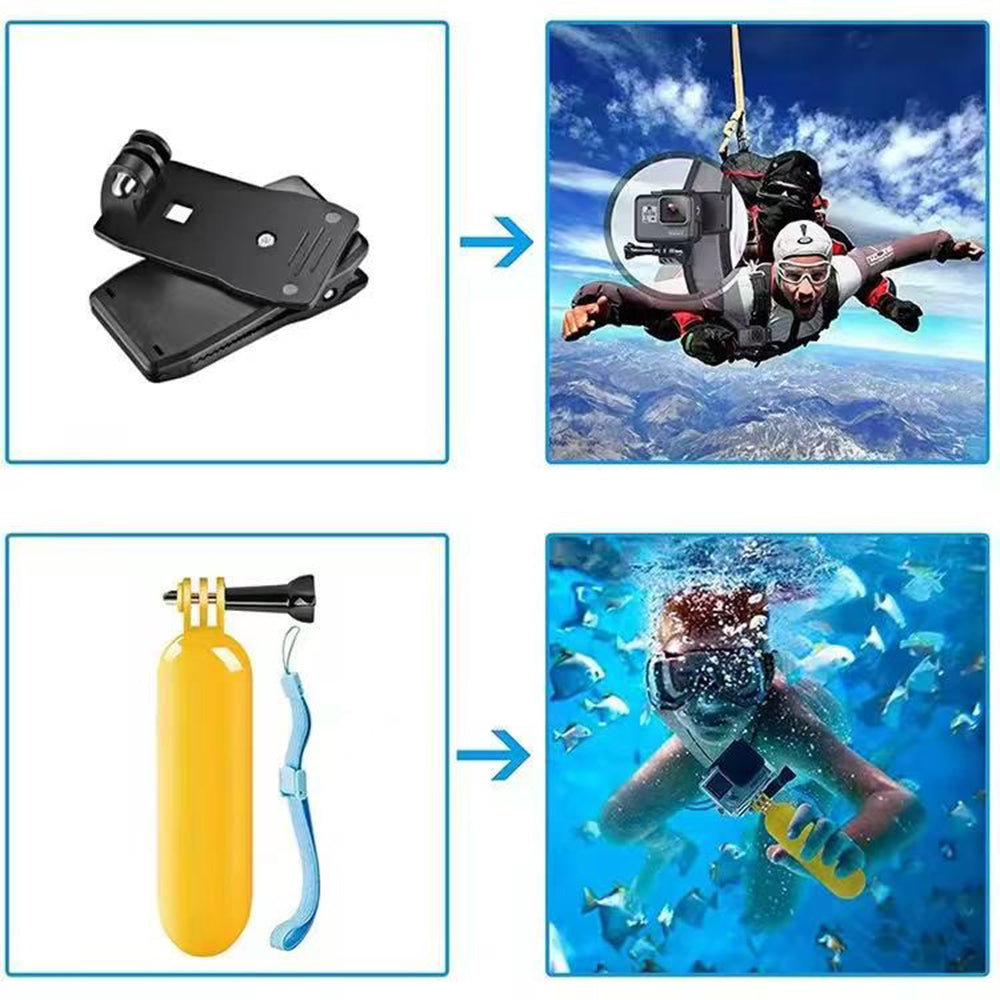 Zestaw Akcesoriów do Kamery Sportowej Techsuit SA15 dla GoPro / SJCAM Series, 15w1, Czarny